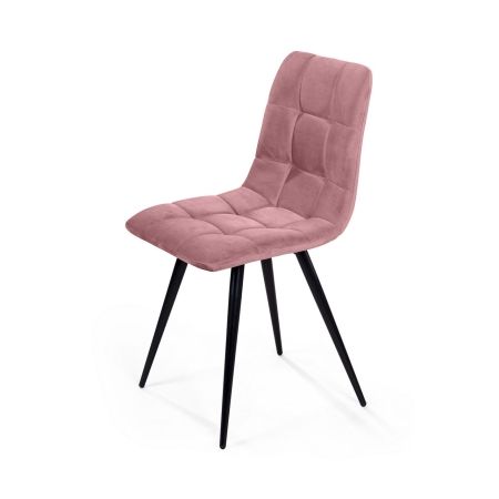Стул UNO бархат пудровый, черный конус