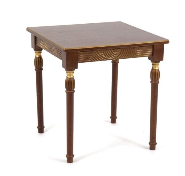 Стол журнальный "Мили" темный орех, патина золото, 53х53хН55