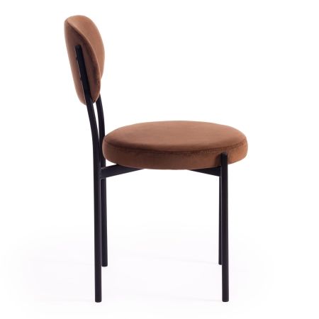 Стул REVO (mod. 7033) ткань и металл, 47х54х82 см, высота до сиденья 47 см, коричневый бархат 11, черный