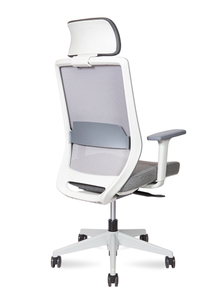 Кресло офисное Mono серый, ткань и пластик, мягкое сиденье, с подлокотниками