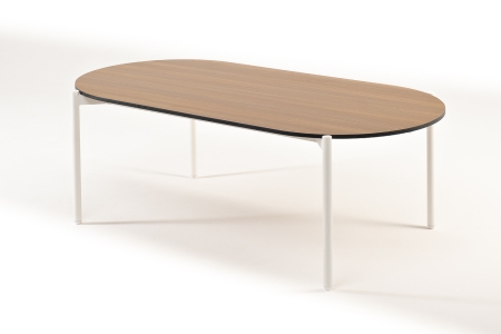 "Диего" журнальный стол из HPL 120х60 H40, каркас белый муар, дуб