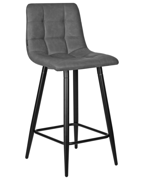 Набор 2 шт Стул полубарный OLIVIA, черные матовые ножки, серая антрацитовая винтажная экокожа (RU-08)