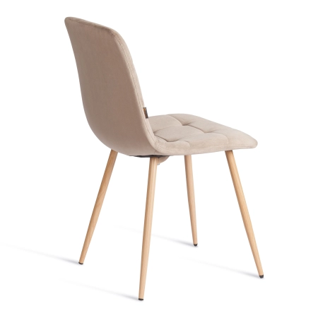 Стул CHILLY бежевый, велюр и металл, мягкое сиденье, без подлокотников
