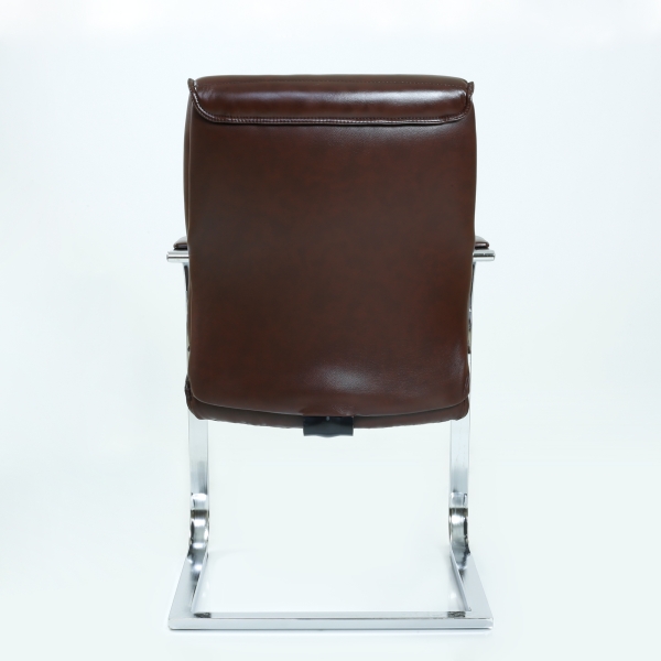 Кресло K-8010L коричневая глянцевая кожа, на полозьях