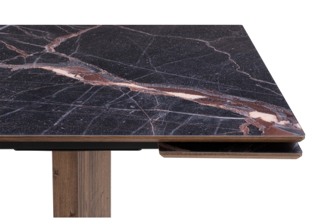 Стеклянный стол Монерон 200(260)х100х77 мейджик, орех кантри