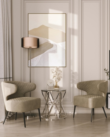 Журнальный стол 50*50 ВИВА серебро стекло черное