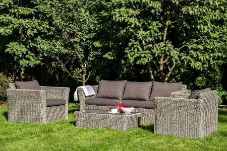 Лаунж-зона "Капучино" из искусственного ротанга (гиацинт), цвет серый