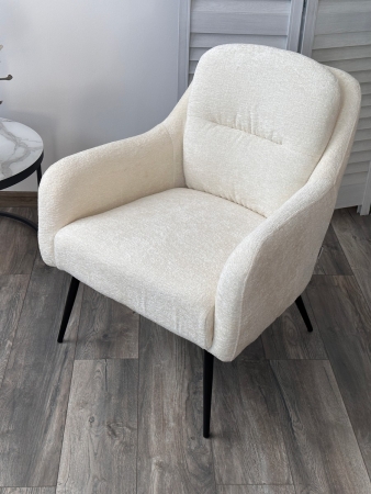 Кресло ARGOS 3018-01 белый, шенилл, черный каркас