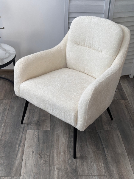 Кресло ARGOS 3018-01 белый, шенилл, черный каркас