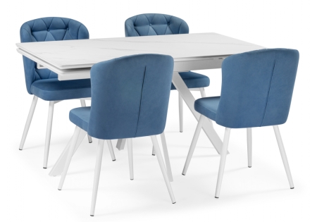 Керамический стол Вилли 140(200)х80 белый мрамор, белый