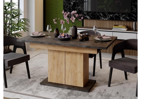 Стол деревянный Детройт Тип 1 дуб крафт золотой, ателье темное