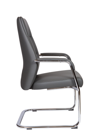 Кресло офисное Nancy CF серый, экокожа и металл, мягкое сиденье, с подлокотниками