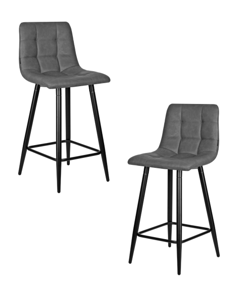 Набор 2 шт Стул полубарный OLIVIA, черные матовые ножки, серая антрацитовая винтажная экокожа (RU-08)