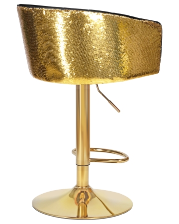 Стул барный DARCY золотой SHINY, черный велюр с золотыми пайетками