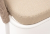 "Лион" стул плетеный из роупа, каркас из стали белый муар, роуп бежевый круглый, ткань бежевая