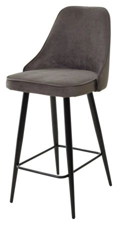 Полубарный стул NEPAL-PB ГРАФИТ #14, велюр/ черный каркас (H=68cm)