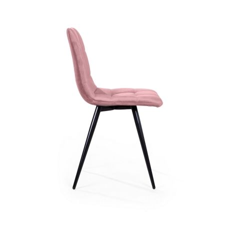 Стул UNO бархат пудровый, черный конус