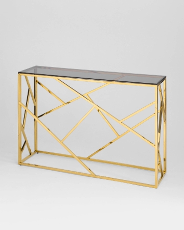 Консоль АРТ ДЕКО 115*30 золото стекло дым