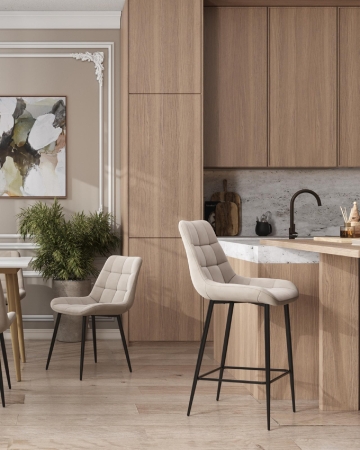 Стул барный Флекс велюр бежевый