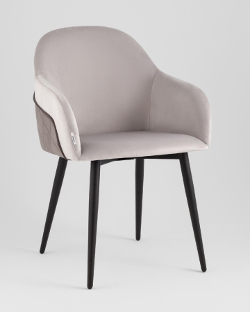 Стул Новел New велюр светло-серый с темно-серой спинкой