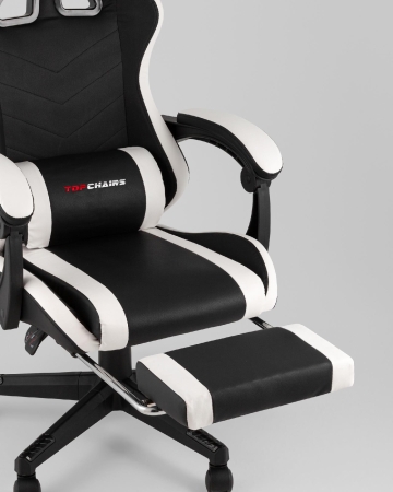 Кресло спортивное Prophet TopChairs с оттоманкой черно-белый