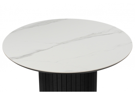 Керамический стол Гравент 90 белый мрамор snow white, черный