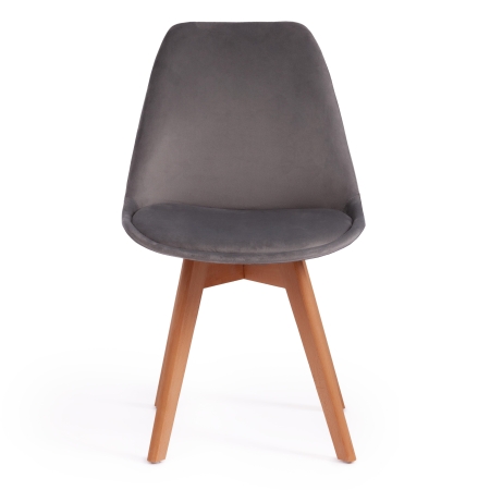 Стул Secret De Maison TULIP SOFT (mod. 74) вельвет, дерево, 54х47х83 см, светло-серый (HLR19), натуральный