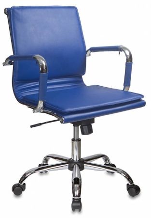 Кресло руководителя Бюрократ CH-993-Low синий искусственная кожа низк.спин. крестовина металл хром