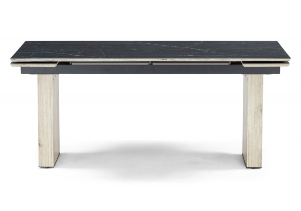 Керамический стол Бернардо 180x90 черный мрамор, дуб монтана