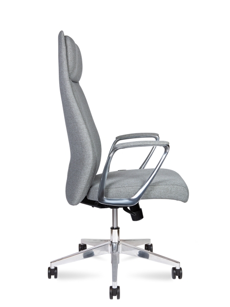 Кресло офисное Liverpool New серый, ткань и металл, мягкое сиденье, с подлокотниками
