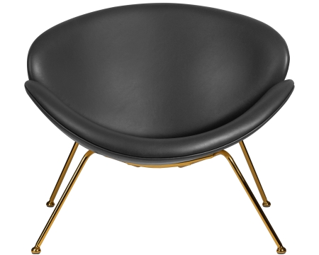 Кресло дизайнерское EMILY, черный винил, золотое основания