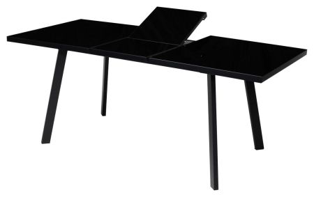 Стол ФИН 140 черный, стекло, черный каркас
