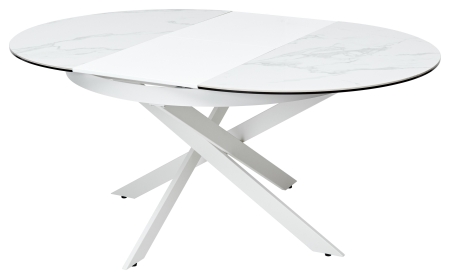 Стол TRENTO 120 HIGH GLOSS STATUARIO белый мрамор глянцевый керамика, белый каркас