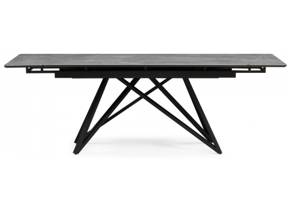 Керамический стол Вилсон 140(200)х80 серый мрамор larka grey, черный