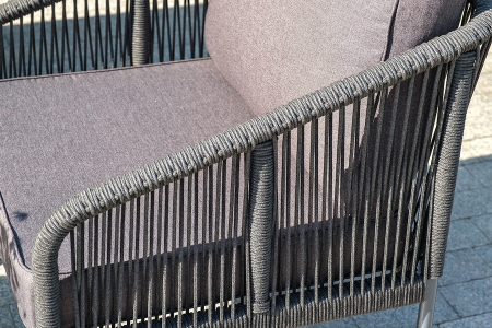 "Канны" лаунж-зона 5-местная плетеная из роупа (веревки), цвет темно-серый
