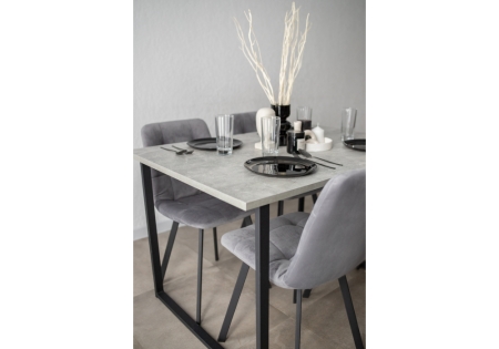 Стол деревянный Лиман 117 х 77 бетон светлый, черный матовый