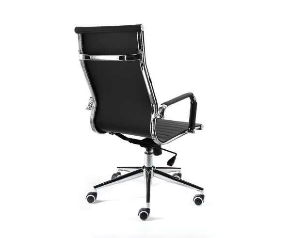 Кресло офисное Техно хром черная экокожа