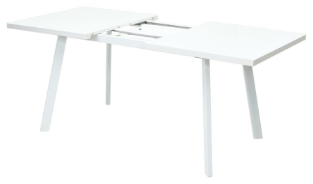 Стол ФИН 140 белый, стекло, белый каркас