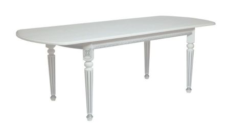 Стол овальный "Милорд-170" 90х170х220 белый, патина серебро