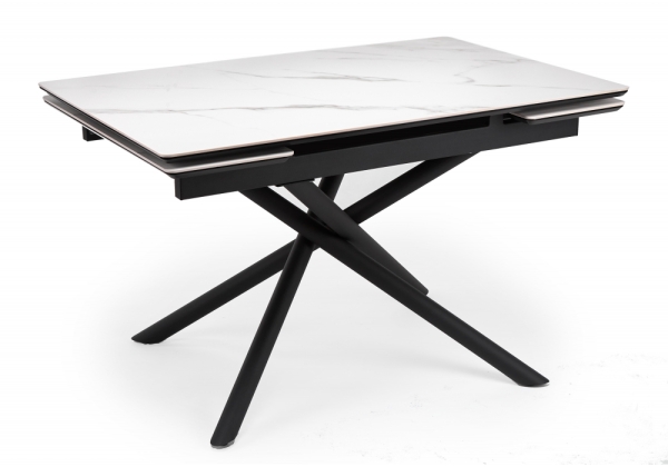 Керамический стол Мэриан 120(180)х80 snow alpin white, черный