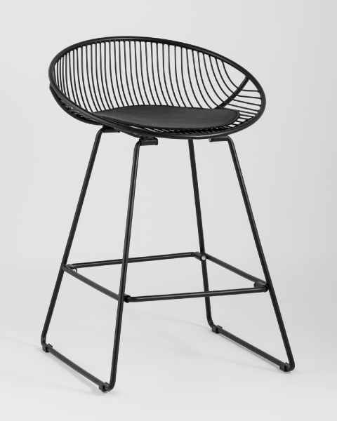 Стул полубарный UFO черный с черной подушкой Стул полубарный UFO черный с черной подушкой