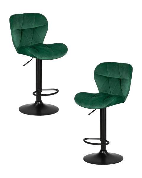 Набор 2 шт Стул барный BARNY BLACK, зеленый велюр (MJ9-88)