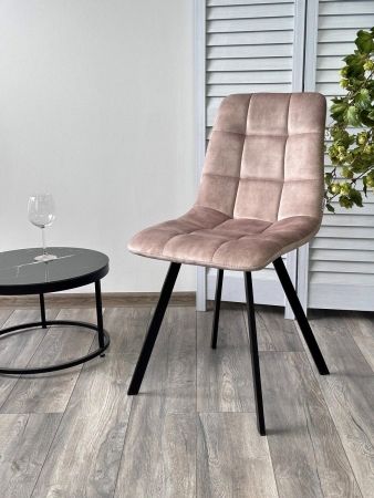Стул CHILLI SQUARE VT5001-2 античный бежевый, велюр без "пальчиковый", черный каркас