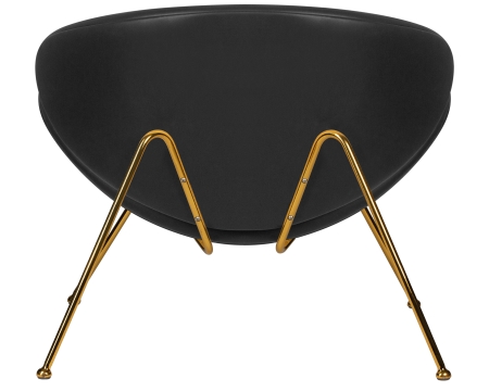 Кресло дизайнерское EMILY, черный винил, золотое основания