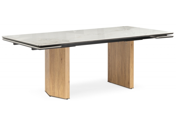 Керамический стол Монерон 200x100 brecha crema elegance, дуб монтана