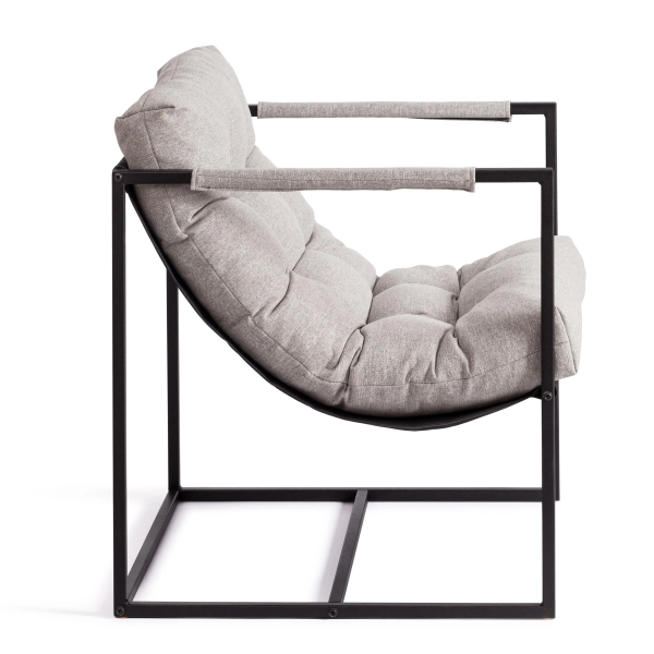 Кресло Charli серый и бежевый, ткань и металл, мягкое сиденье, с подлокотниками
