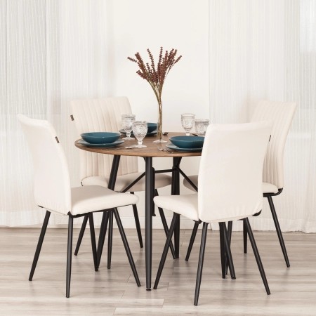 Стул обеденный Monte Carlo белый и серый, ткань и металл, мягкое сиденье, без подлокотников