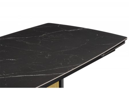 Керамический стол Бовер 180(220)x90 черный мрамор, черный, дуб натуральный