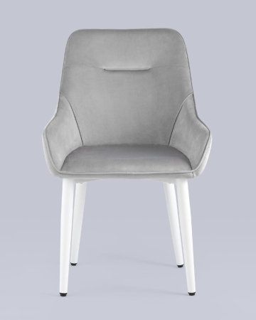 Стул Диана велюр серый ножки белые