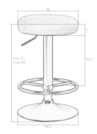 Набор 2 шт Табурет барный TEDDY BLACK, белый букле (13)